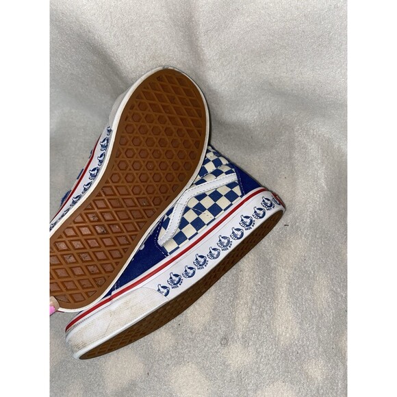 Vans BMX Off the Wall SK8-Hi Sneakers Sz 1.0 Kids Blue/Wht Checker Suede Skate - Picture 7 of 11